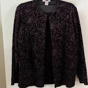 Notations Woman 1X Velvet Burnout Paisley Twinset Cardigan Tank Top